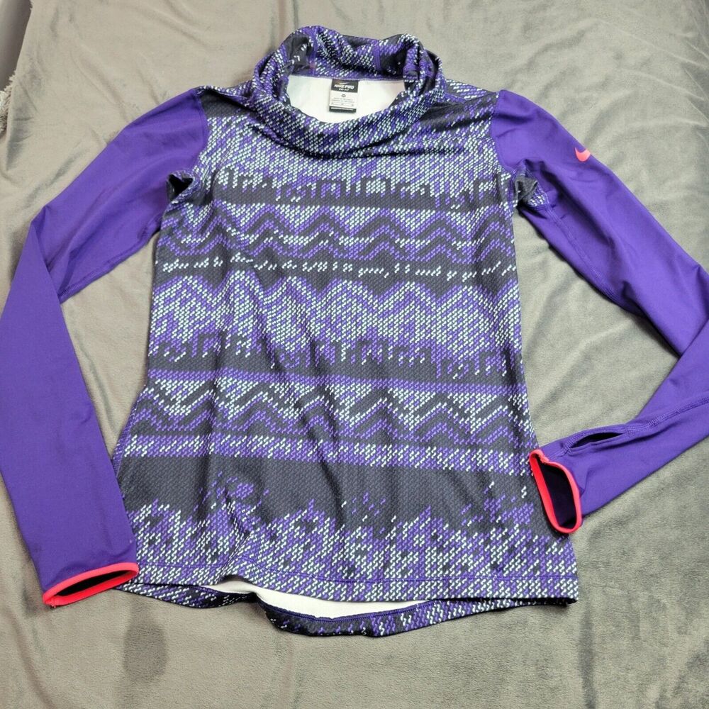 Nike Sweater Womens Size Medium Purple Patterned Long Sleeve Pullover Top